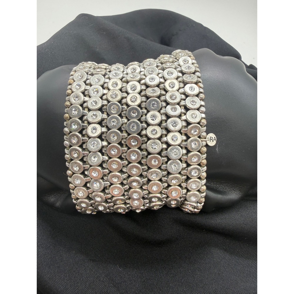 Rhinestone Multi Row Stretch‎ Chunky Cuff Bracelet Beaded Style Statement Y2K